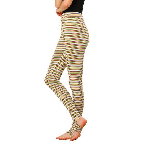 Women's Leggings Stripes High Waist Elastic Waistband Stirrup Pants