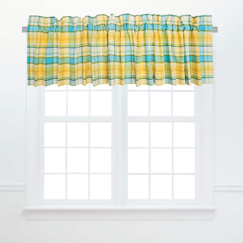 Citrus Mist Plaid Window Curtain Valance Set of 2 - 15.5 x 72