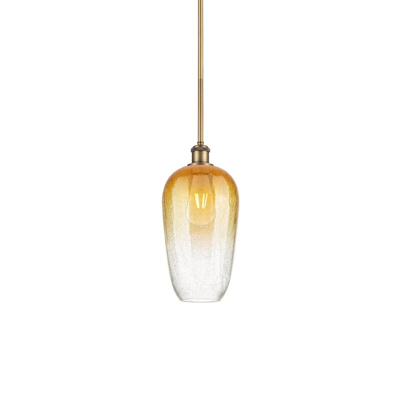 Innovations Lighting 516-1S-15-7 Brookhaven Flute Pendant Brookhaven - Brushed Brass / Amber