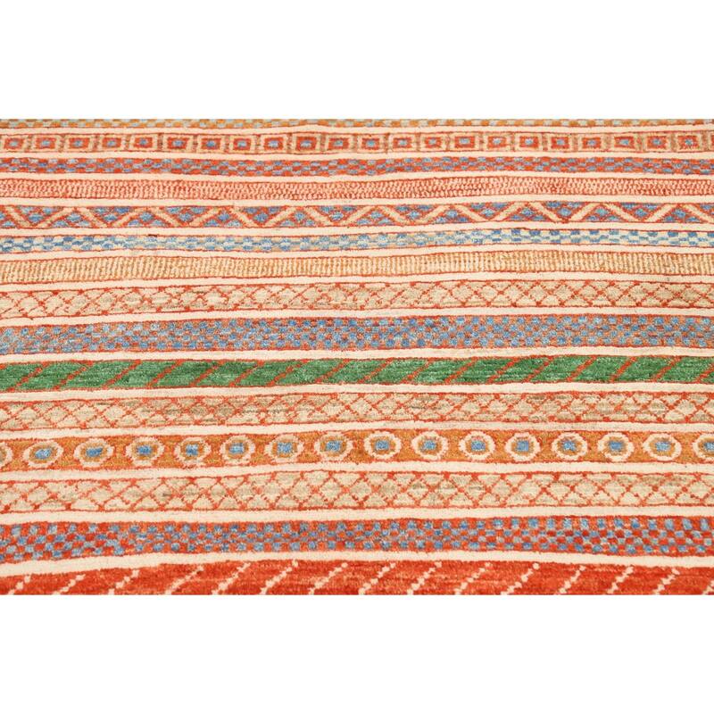 Striped Kazak Oriental Home Decor Area Rug Hand-knotted Wool Carpet - 3'10" x 5'2"