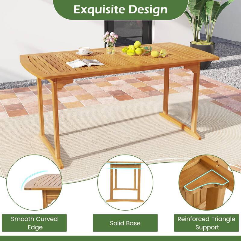 Costway 6PCS Outdoor Acacia Wood Dining Set Rectangle Dining Table - See Details