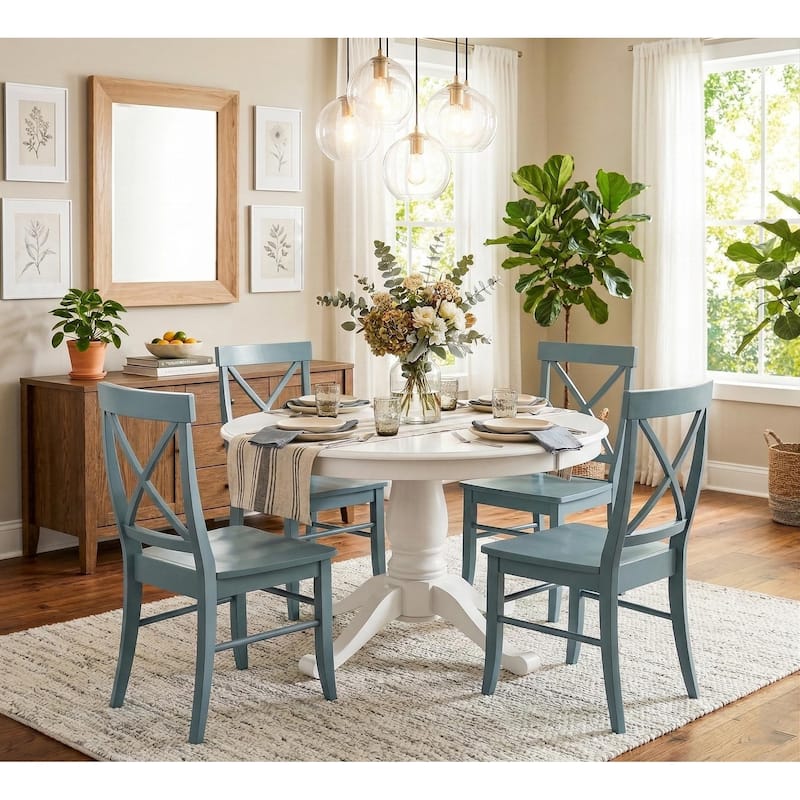 Simple Living 5-piece Dawson Dining Set - White/Antique Blue