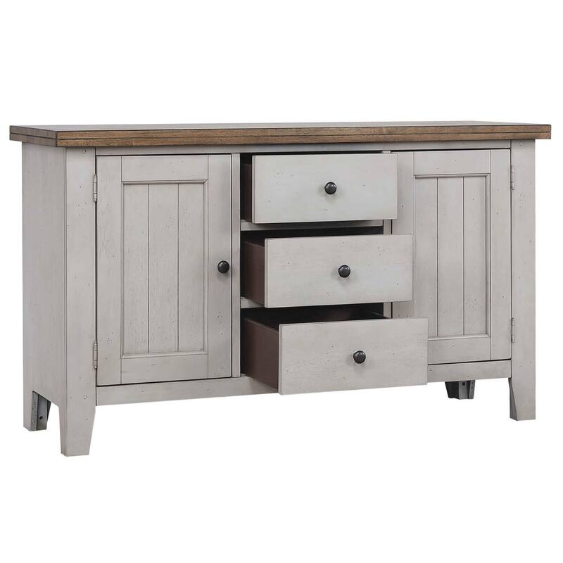 Extendable Dining Table Set - 8 Seater Oval Table with China Cabinet - Gray & Brown Wood Finish