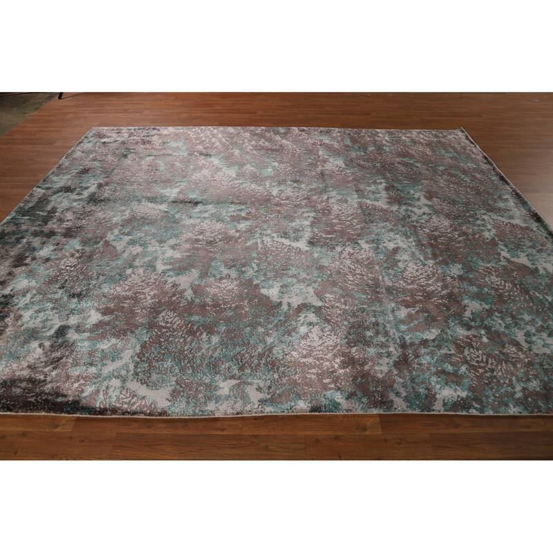 Contemporary Abstract Indian Area Rug Handmade Bedroom Wool Carpet - 8'3"x 9'10"