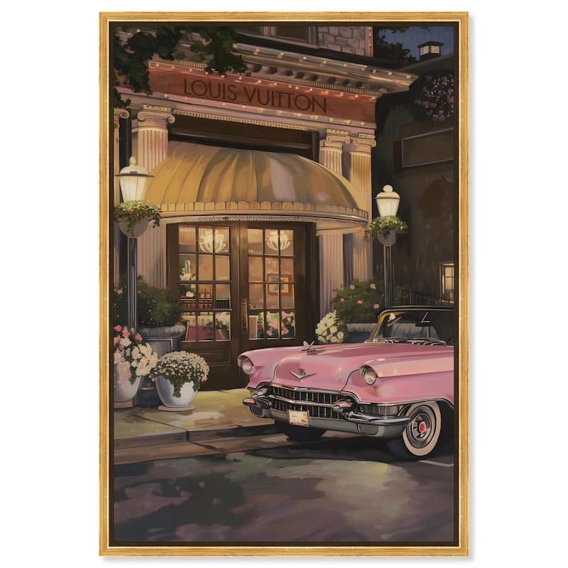 Classic Car Store Visit Canvas by Art Remedy - Gold - 16" x 24"
