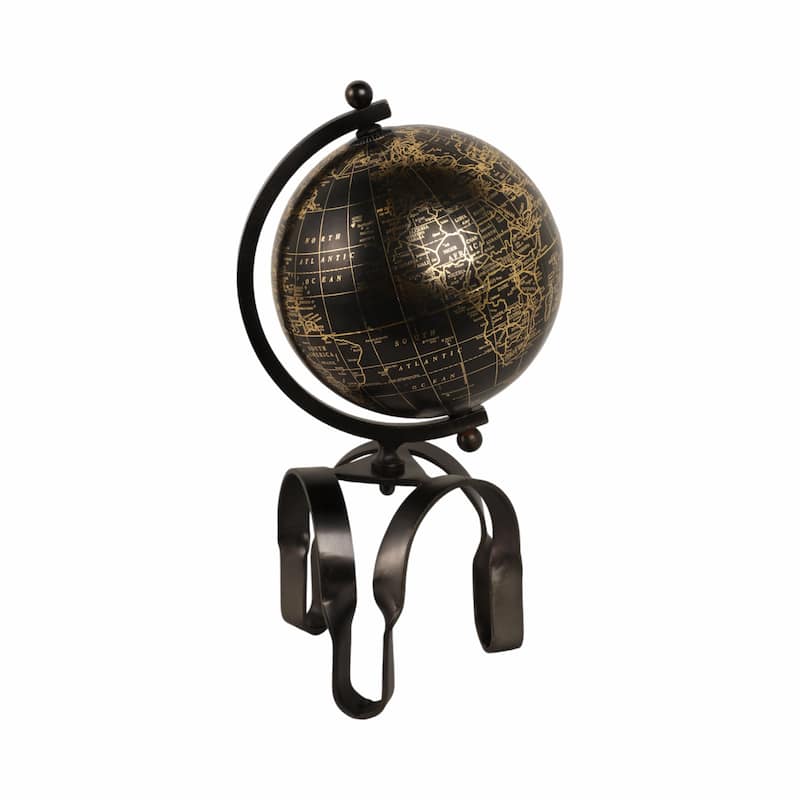 Modern Globe Sculpture with Unique Metal Stand for Home Decor