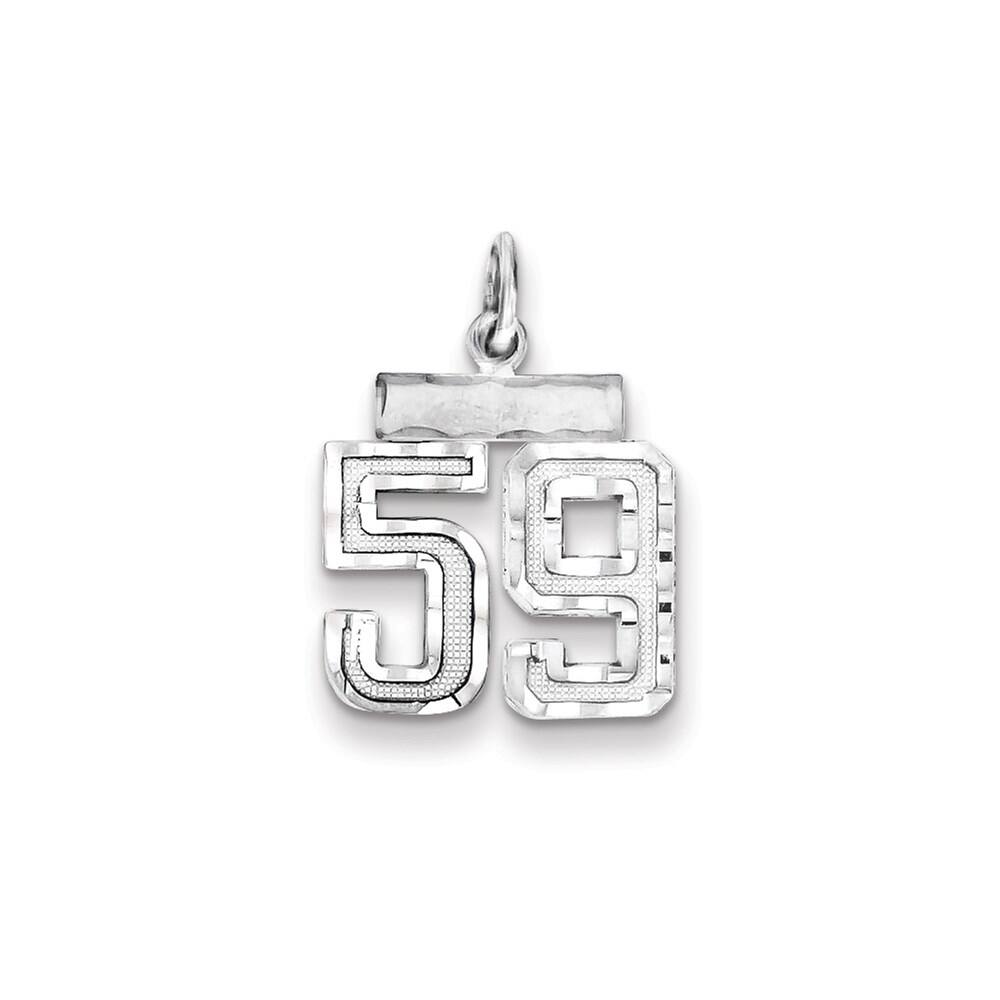 Sterling Silver Rhodium-plated Diamond-cut #59 Charm