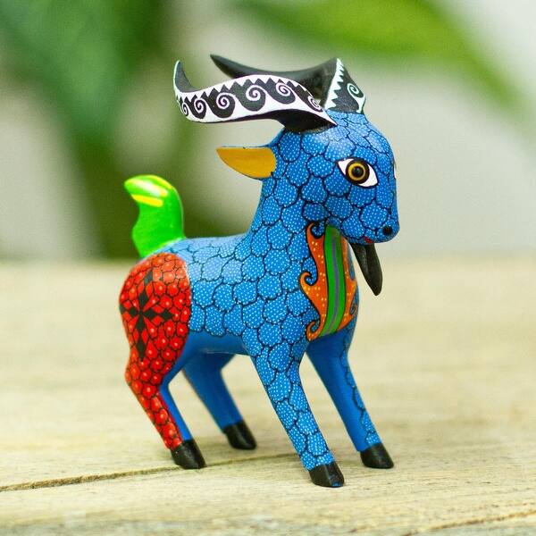 Novica Handmade Blue Goat Wood Alebrije Sculpture - Bed Bath