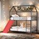 preview thumbnail 17 of 46, Twin Over Twin Bunk Bed Wood Bed with Slide and Ladder