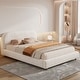 preview thumbnail 1 of 38, Christopher Knight Home - Eleanor Boucle Fabric Upholstered Platform Bed with Curve-Shaped Design White_Queen - Queen