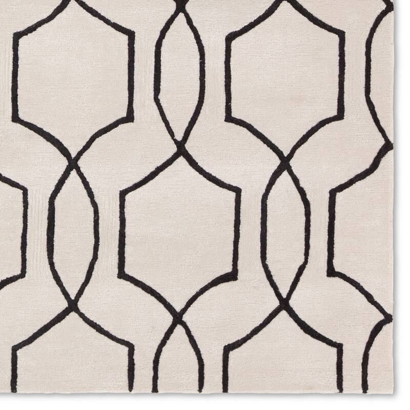 Quarath Handmade Geometric Cream/Black Area Rug