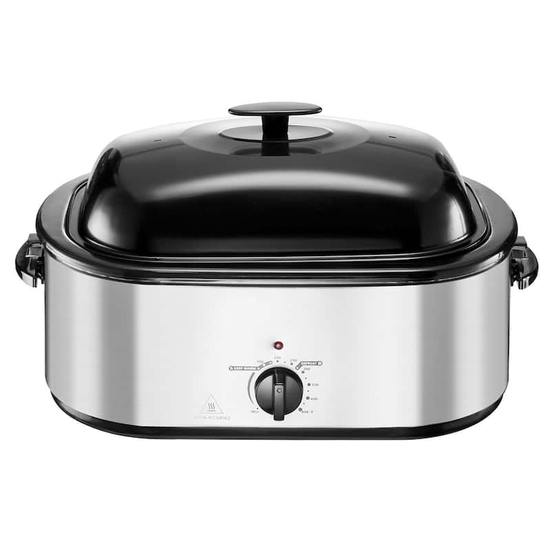 Black-Silver 24QT Electric Roaster Oven with Lid and Self-Basting Tray - 23.31 x 15.67 x 13.19 inch