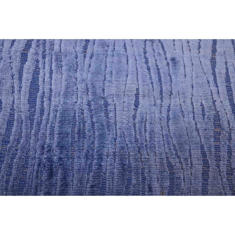 ECARPETGALLERY Hand Loomed Elysian Slate Blue Viscose Rug - 5'10 x 8'11