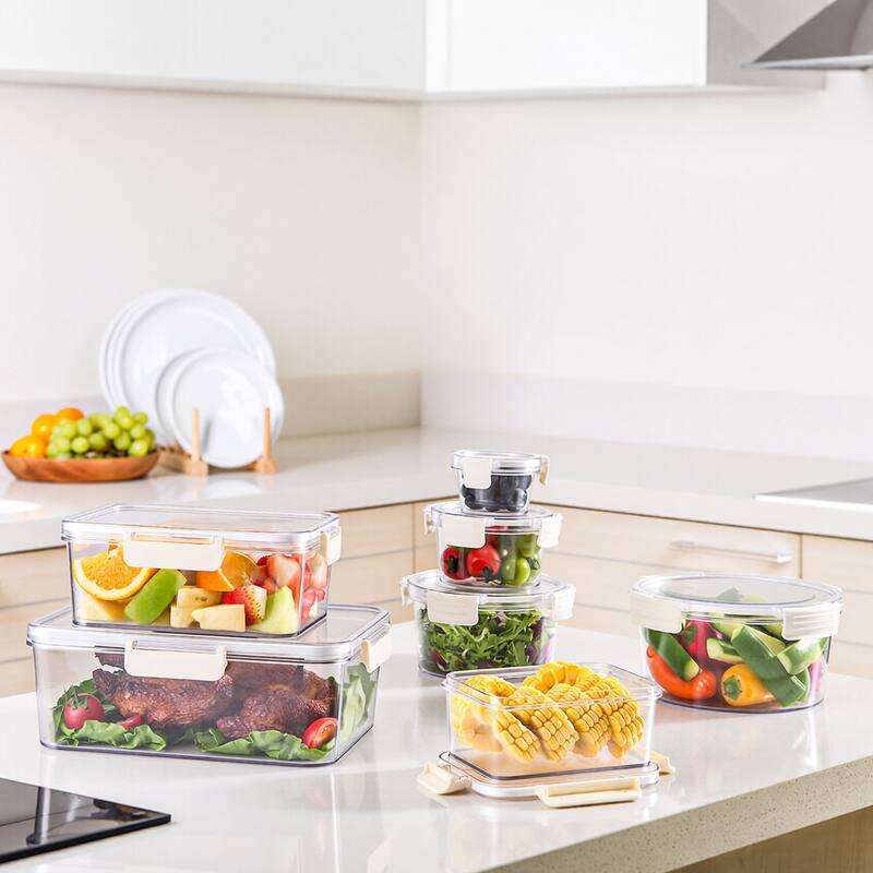 Sorbus BPA-Free Food Storage Container Set, Stackable & Nestable Plastic Containers with Snap-On Lids