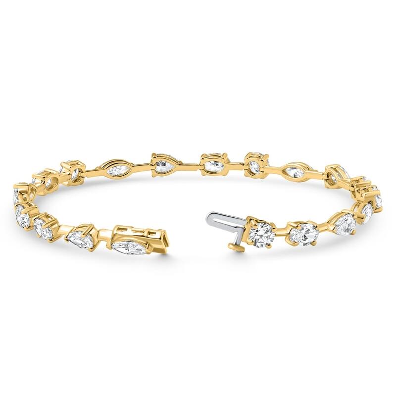 Bliss Diamond 8Ct Mixed Cut Diamond Tennis Bracelet 7" Yellow Gold Lab Grown
