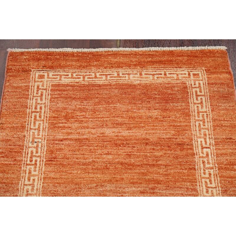 Geometric Bordered Gabbeh Kashkoli Runner Rug Hand-knotted Wool Carpet - 2'5" x 4'8"