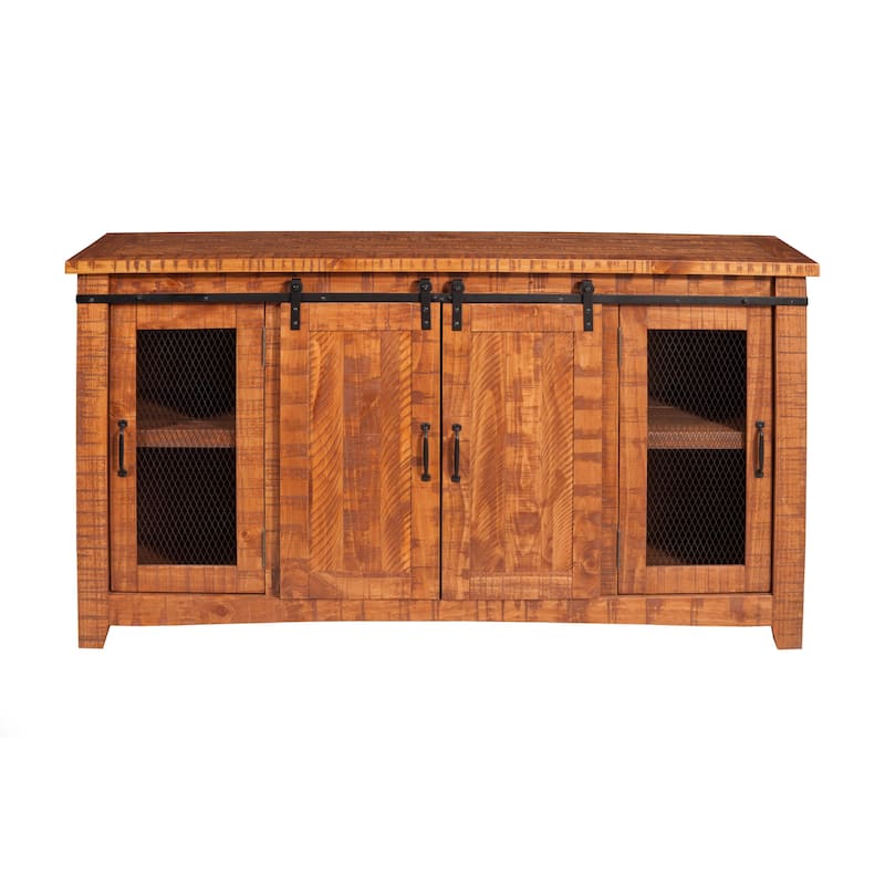 Rustic Farmhouse 65-Inch Wide Solid Wood TV Stand