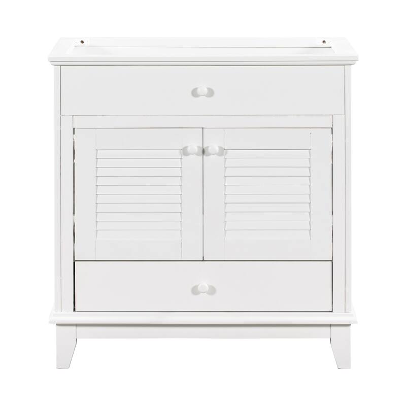 White Bathroom Vanity Base without Sink, Two Doors and One Drawer, 30inch Bathroom