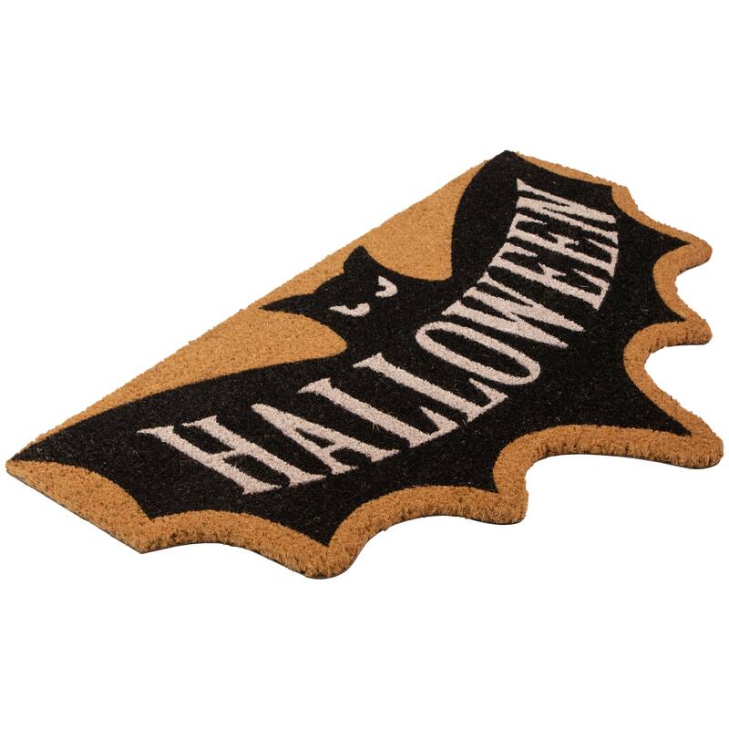 Natural Coir "Halloween" Bat Shaped Doormat 18" x 30" - 30