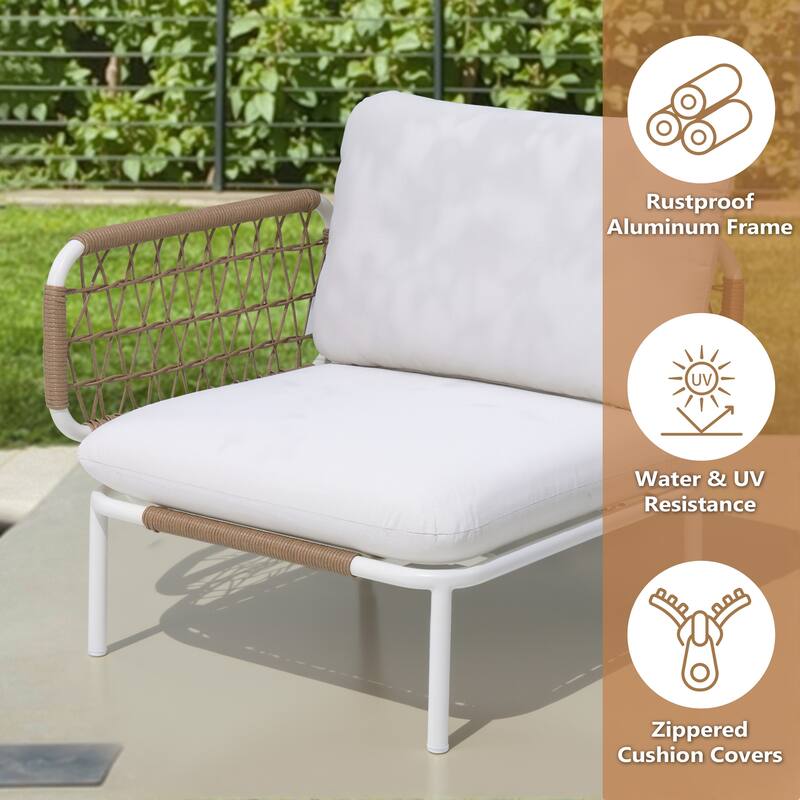 VredHom Outdoor Patio Aluminum PE Rattan Sectional Sofa Free Combination Conversation Seating Sets with Cushions