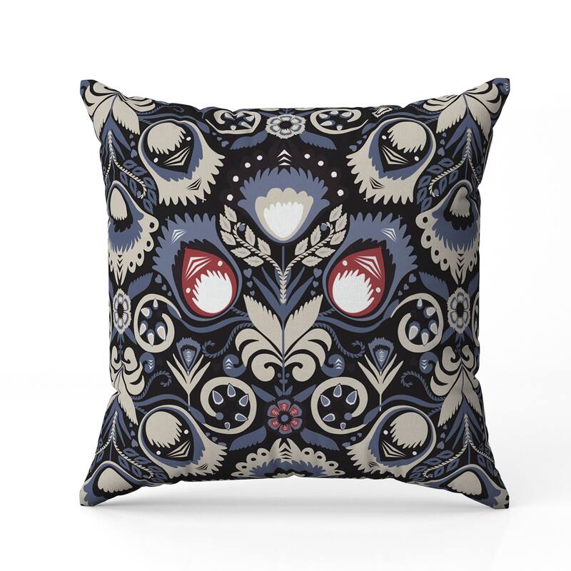 Whimsical Cat Eye Faux Suede Reversible Throw Pillow Blue and Black