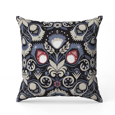 Whimsical Cat Eye Faux Suede Reversible Throw Pillow Blue and Black