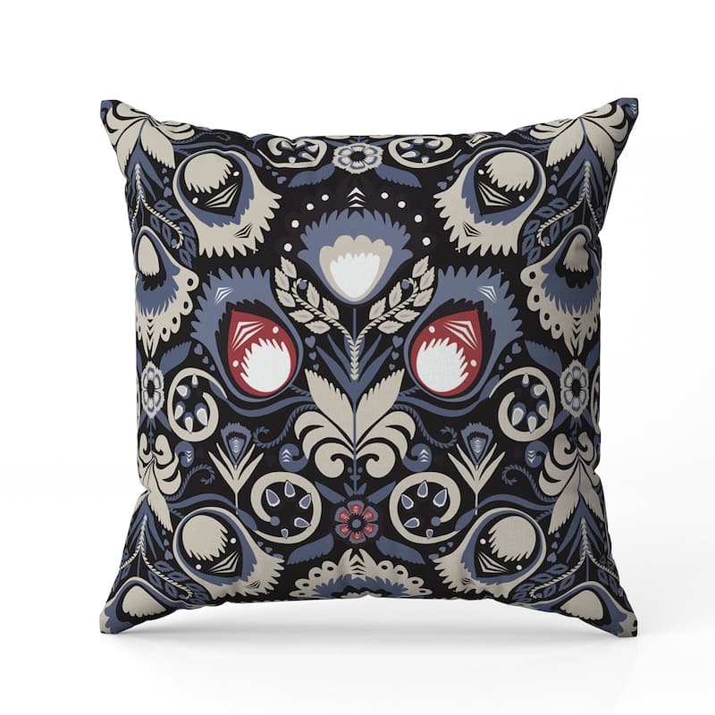 Whimsical Cat Eye Indoor/Outdoor Reversible Throw Pillow Blue and Black