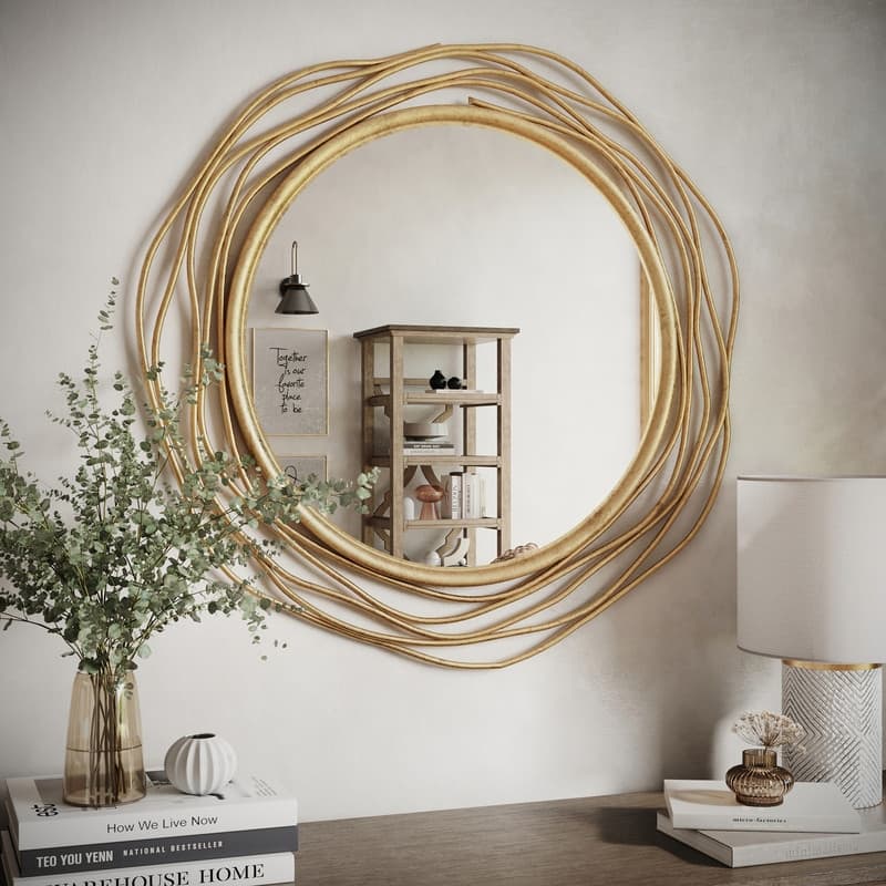 Talise Round Metal Modern Wall Mirror - 23.5"H x 23.5"W x 1"D