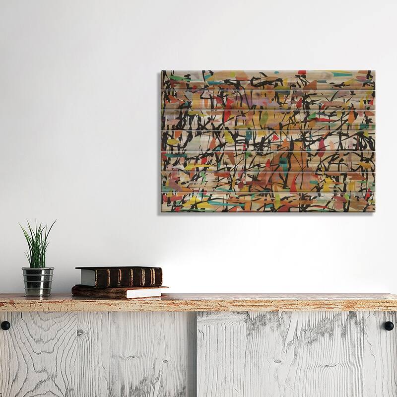 Pollock Wink XXV Print On Wood by Angel Estevez - Multi-Color