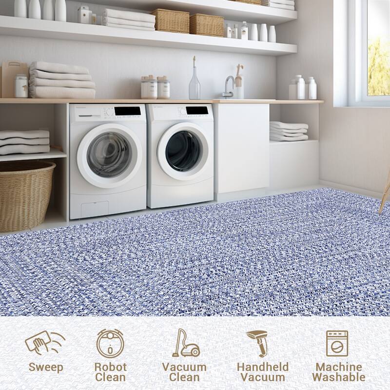 Modern Braided Print Rug Washable Area Rugs for Living Room Bedroom