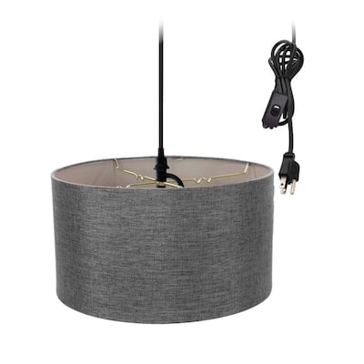 1-Light Plug In Swag Pendant Ceiling Light Granite Grey Shade