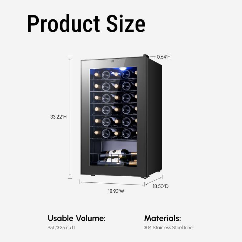 Yeego 34 Bottle Wine/Beverage Refrigerator, 3.36 Cu.Ft, Freestanding