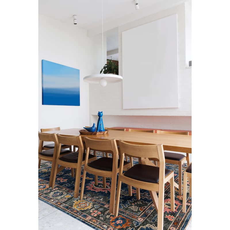 ECARPETGALLERY Hand-knotted Modern Oushak Dark Blue Wool Rug - 9'11 x 14'0