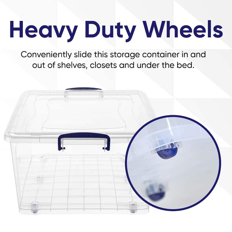 Superio Wheeled Clear Storage Container with Lid - 60 qt