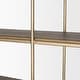 preview thumbnail 28 of 33, Baron Light / Dark Brown Wood w/ Antiqued Aged Brass Metal 2-Door / 4-Door Open Shelving Unit