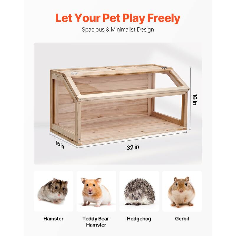 UIMOSO Wooden Hamster Cage, 270° Viewing Hamster Habitat, Dwarf Hamster Cages with Openable Top