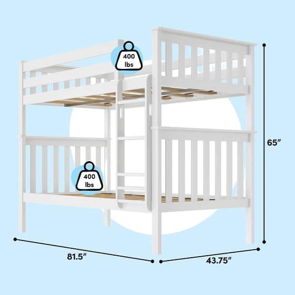 dimension image slide 5 of 9, Max & Lily Twin over Twin Bunk Bed with Ladder