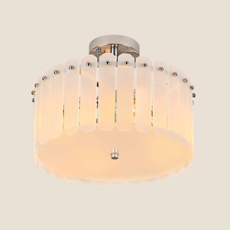 4 - Light Drum Semi Flush Mount - Chrome - N/A