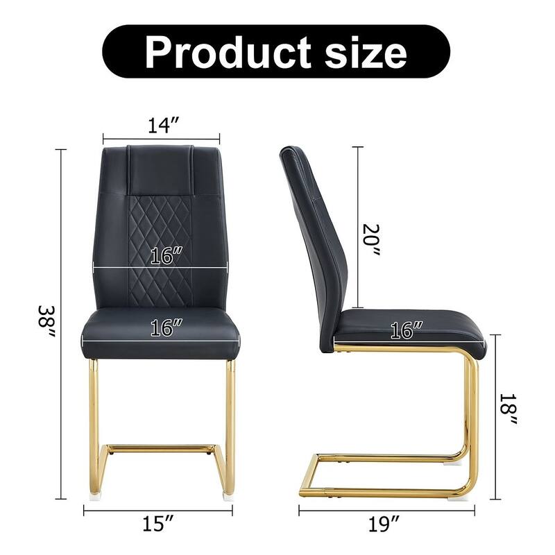 PU Leather Upholstered Dining Chair with Metal Feet