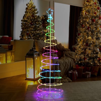 Gymax 6FT Retractable Spiral Christmas Tree Smart Decor Tree w/ 135