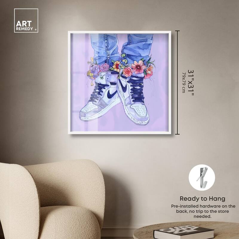 Lilac Floral Bloom Sneakers Shadowbox by Art Remedy