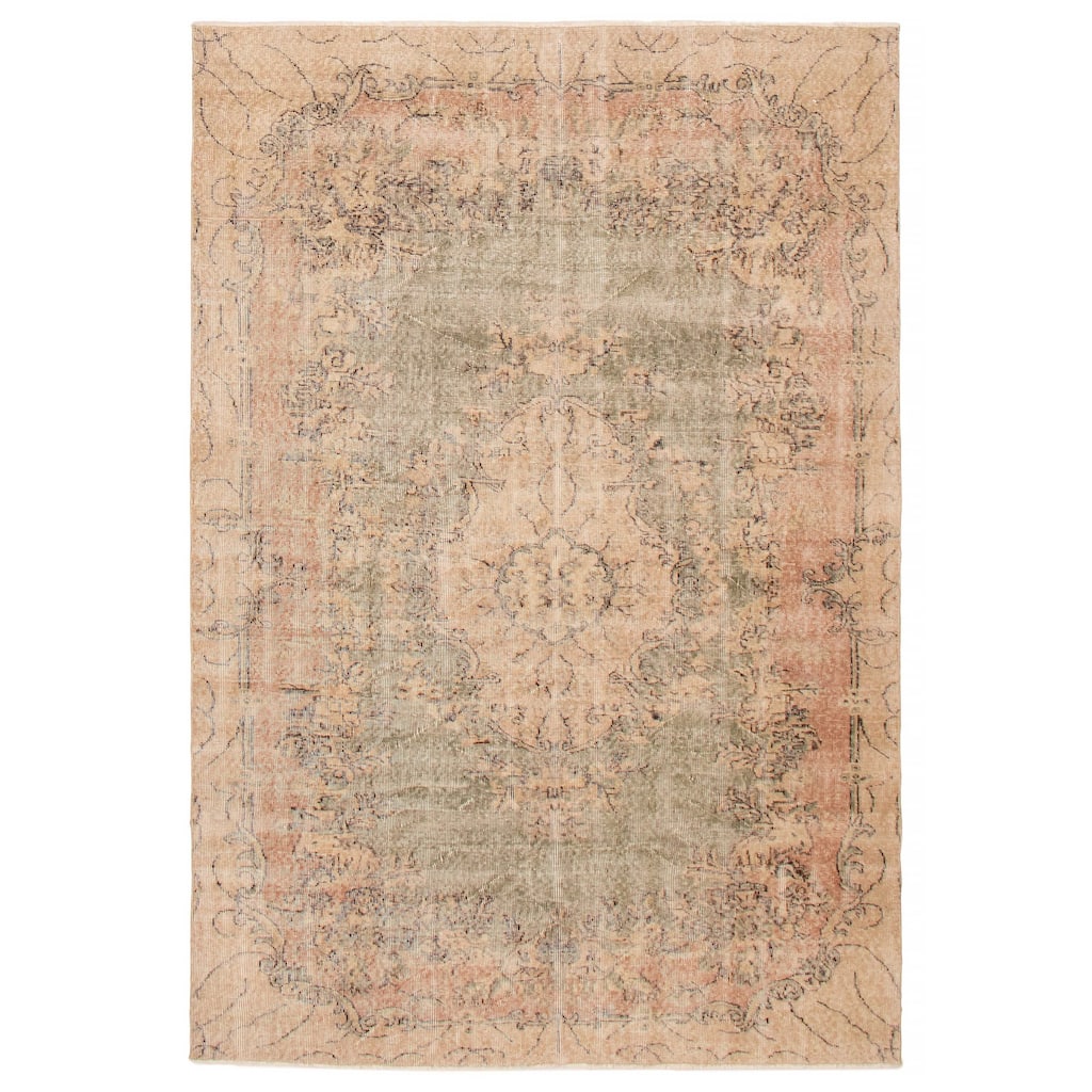 ECARPETGALLERY Hand-knotted Melis Vintage Green Wool Rug - 6'2 x 9'2