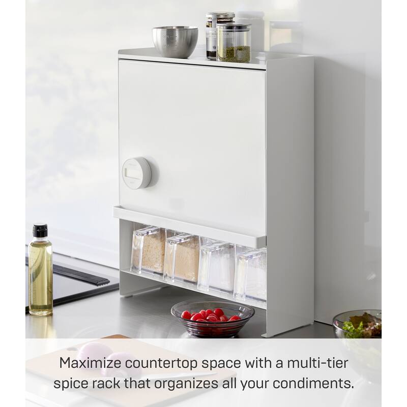 Yamazaki Home Concealable Spice Rack, Steel - L 6.42 x W 14.96 x H 19.37 inches