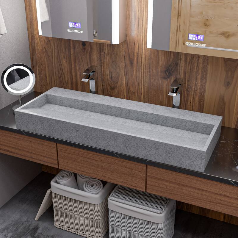 ALFI brand 48" Solid Concrete Gray Matte Trough Sink for the Bathroom