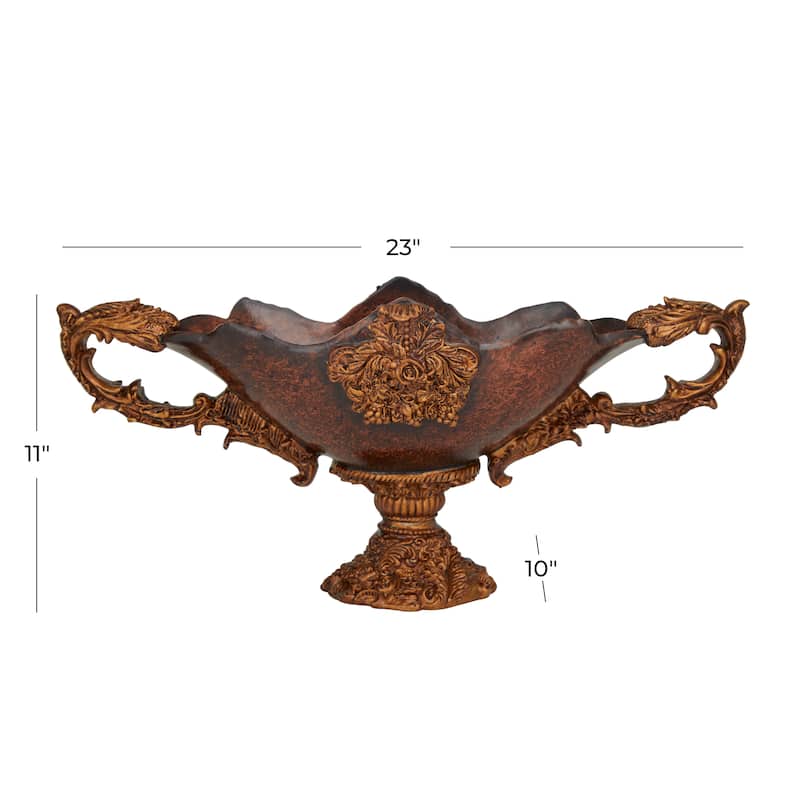 Dark Brown Polystone Traditional Decorative Bowl - 23 x 10 x 11