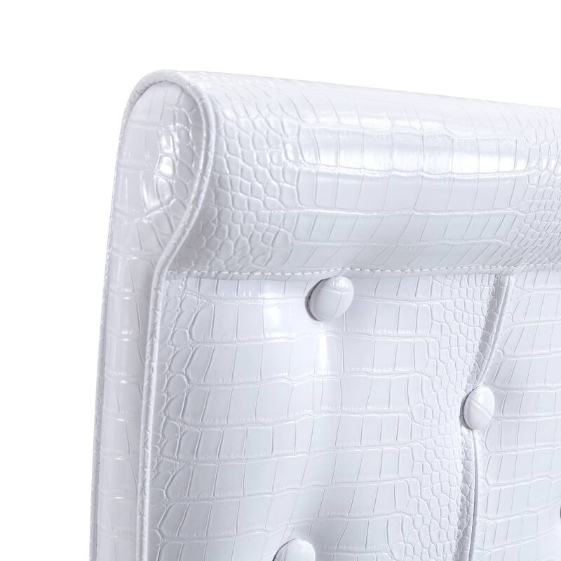 Set of 2 Retro alligator skin Upholstered dining chairs,with Crystal buckle design and Faux Leather design, metal legs