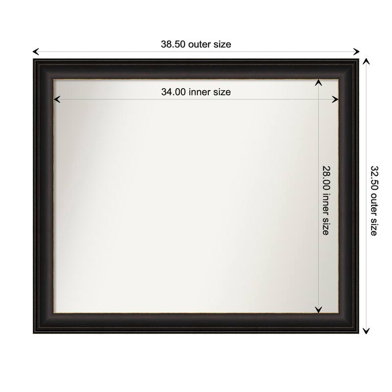 Trio Oil Rubbed Bronze Framed Non-Beveled Custom Wall Mirror, Bathroom Vanity Mirror - Outer Size: 38.5 x 32.5