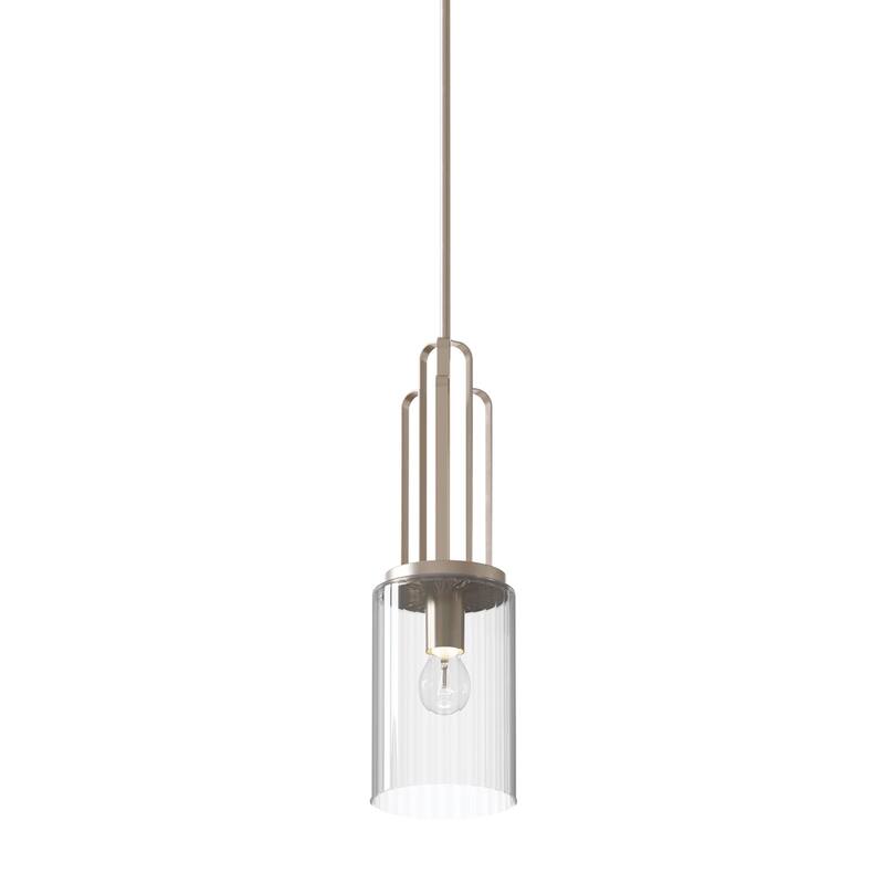 Kichler Kimrose 1 Light Mini Pendant with Clear Fluted Glass in Polished Nickel and Satin Nickel