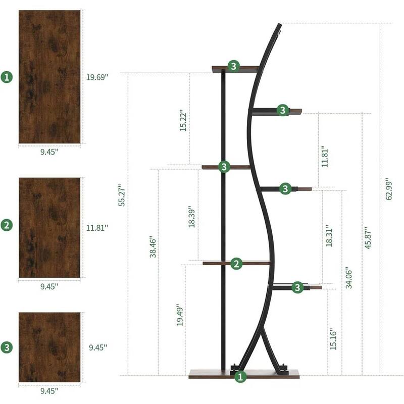 Wood Metal 7-Tier Indoor Plant Stand with Grow Lights and Timer - 19.69 x 9.45 x 63 inches
