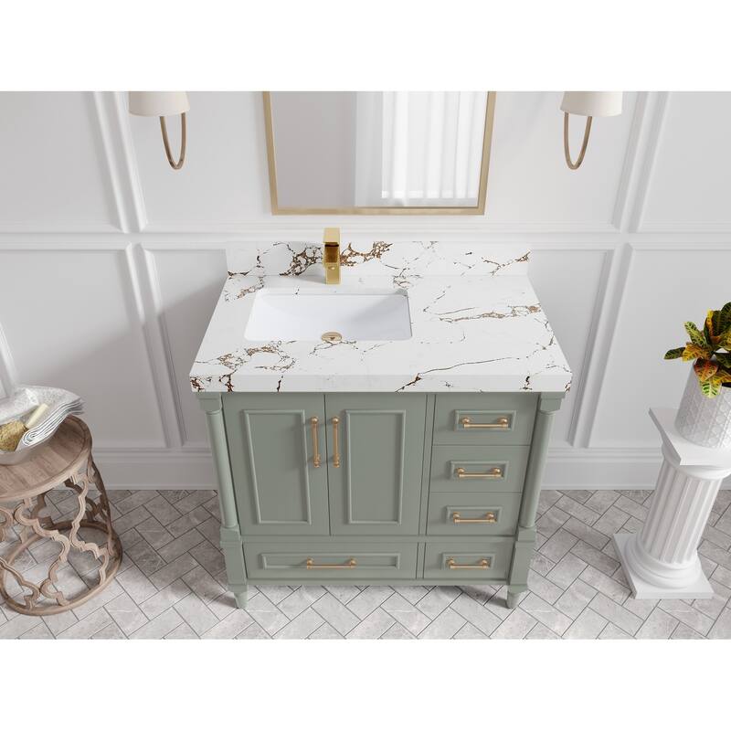 Willow Collections 36 in. W x 22 in. D Aberdeen Left Offset Sink Bathroom Vanity with Countertop